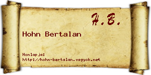 Hohn Bertalan névjegykártya